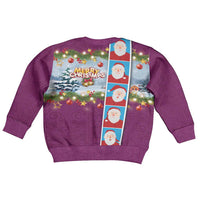 Merry Christmas Kid Ugly Christmas Sweater Funny Santa Claus Cards Photo and Polynesian Pattern Pink Color LT03 - Polynesian Pride