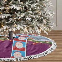 Merry Christmas Tree Skirt Funny Santa Claus Cards Photo and Polynesian Pattern Pink Color LT03 - Polynesian Pride