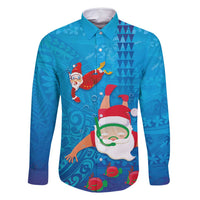 Hawaiian Santa Claus Snorkeling Family Matching Summer Maxi Dress and Hawaiian Shirt Kakau and Polynesian Pattern