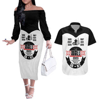 South Africa and New Zealand Couples Matching Off The Shoulder Long Sleeve Dress and Hawaiian Shirt Champion History Go Final 2023 Vintage Style LT03 White - Polynesian Pride