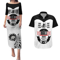 South Africa and New Zealand Couples Matching Puletasi Dress and Hawaiian Shirt Champion History Go Final 2023 Vintage Style LT03 White - Polynesian Pride