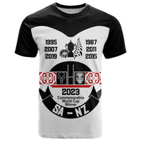 South Africa and New Zealand T Shirt Champion History Go Final 2023 Vintage Style LT03 White - Polynesian Pride