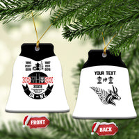 Personalised South Africa and New Zealand Ceramic Ornament Champion History Go Final 2023 Vintage Style LT03 Bell Flake White - Polynesian Pride