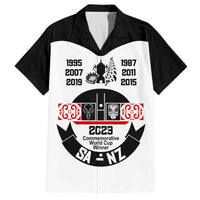 Personalised South Africa and New Zealand Family Matching Off Shoulder Maxi Dress and Hawaiian Shirt Champion History Go Final 2023 Vintage Style LT03 Dad's Shirt - Short Sleeve White - Polynesian Pride