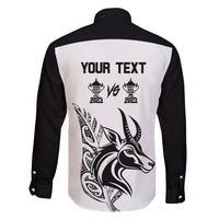 Personalised South Africa and New Zealand Family Matching Short Sleeve Bodycon Dress and Hawaiian Shirt Champion History Go Final 2023 Vintage Style LT03 - Polynesian Pride