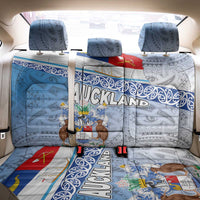 New Zealand Auckland Back Car Seat Cover Auckland's Flag and Coat of Arms - Koru Art Maori Pattern