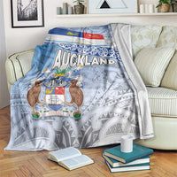 New Zealand Auckland Blanket Auckland's Flag and Coat of Arms - Koru Art Maori Pattern