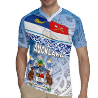 New Zealand Auckland Rugby Jersey Auckland's Flag and Coat of Arms - Koru Art Maori Pattern