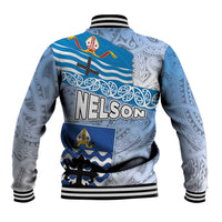New Zealand Nelson Baseball Jacket Nelson's Flag and Seal - Maori Art Tattoo
