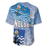 New Zealand Nelson Baseball Jersey Nelson's Flag and Seal - Maori Art Tattoo LT03 - Polynesian Pride