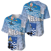 New Zealand Nelson Baseball Jersey Nelson's Flag and Seal - Maori Art Tattoo LT03 - Polynesian Pride