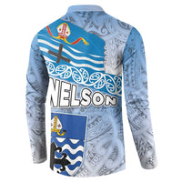 New Zealand Nelson Button Sweatshirt Nelson's Flag and Seal - Maori Art Tattoo