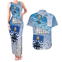 New Zealand Nelson Couples Matching Tank Maxi Dress and Hawaiian Shirt Nelson's Flag and Seal - Maori Art Tattoo
