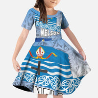 New Zealand Nelson Family Matching Long Sleeve Bodycon Dress and Hawaiian Shirt Nelson's Flag and Seal - Maori Art Tattoo
