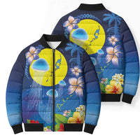 Palau Jellyfish Bomber Puffer Jacket Ocean Heritage Tropical Plants - Polynesian Pride