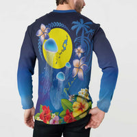 Palau Jellyfish Button Sweatshirt Ocean Heritage Tropical Plants - Polynesian Pride