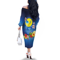 Palau Jellyfish Family Matching Off The Shoulder Long Sleeve Dress and Hawaiian Shirt Ocean Heritage Tropical Plants - Polynesian Pride