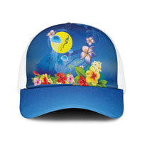 Palau Jellyfish Mesh Trucker Cap Ocean Heritage Tropical Plants LT03 One Size White Blue - Polynesian Pride
