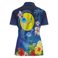 Palau Jellyfish Women Polo Shirt Ocean Heritage Tropical Plants LT03 - Polynesian Pride
