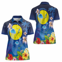 Palau Jellyfish Women Polo Shirt Ocean Heritage Tropical Plants LT03 - Polynesian Pride