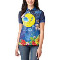 Palau Jellyfish Women Polo Shirt Ocean Heritage Tropical Plants LT03 - Polynesian Pride