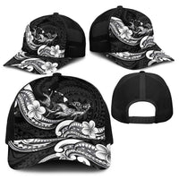 Hawaiian Manta Rays Baseball Net Cap Tribal Hibiscus Polynesian Tattoos Black Color - Polynesian Pride