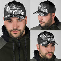 Hawaiian Manta Rays Classic Cap Tribal Hibiscus Polynesian Tattoos Black Color - Polynesian Pride