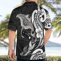 Hawaiian Manta Rays Hawaiian Shirt Tribal Hibiscus Polynesian Tattoos Black Color - Polynesian Pride