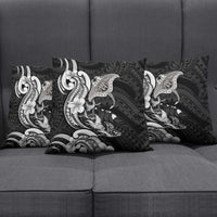 Hawaiian Manta Rays Pillow Cover Tribal Hibiscus Polynesian Tattoos Black Color - Polynesian Pride