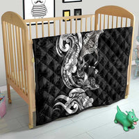 Hawaiian Manta Rays Quilt Tribal Hibiscus Polynesian Tattoos Black Color - Polynesian Pride