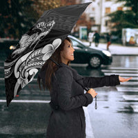 Hawaiian Manta Rays Umbrella Tribal Hibiscus Polynesian Tattoos Black Color - Polynesian Pride