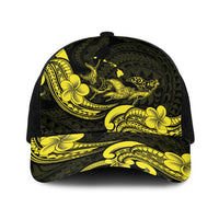 Hawaiian Manta Rays Baseball Net Cap Tribal Hibiscus Polynesian Tattoos Yellow Color LT03 One Size Black Yellow - Polynesian Pride