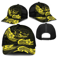 Hawaiian Manta Rays Baseball Net Cap Tribal Hibiscus Polynesian Tattoos Yellow Color LT03 - Polynesian Pride