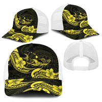 Hawaiian Manta Rays Baseball Net Cap Tribal Hibiscus Polynesian Tattoos Yellow Color LT03 - Polynesian Pride