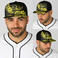 Hawaiian Manta Rays Baseball Net Cap Tribal Hibiscus Polynesian Tattoos Yellow Color LT03 - Polynesian Pride