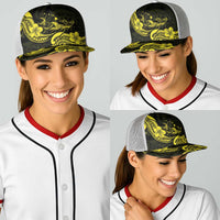 Hawaiian Manta Rays Baseball Net Cap Tribal Hibiscus Polynesian Tattoos Yellow Color LT03 - Polynesian Pride