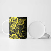 Hawaiian Manta Rays Ceramic Mug Tribal Hibiscus Polynesian Tattoos Yellow Color LT03 - Polynesian Pride