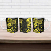 Hawaiian Manta Rays Ceramic Mug Tribal Hibiscus Polynesian Tattoos Yellow Color LT03 - Polynesian Pride