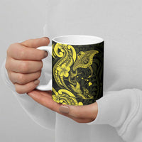 Hawaiian Manta Rays Ceramic Mug Tribal Hibiscus Polynesian Tattoos Yellow Color LT03 - Polynesian Pride