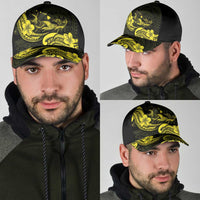 Hawaiian Manta Rays Classic Cap Tribal Hibiscus Polynesian Tattoos Yellow Color - Polynesian Pride