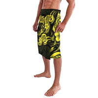 Hawaiian Manta Rays Lavalava Tribal Hibiscus Polynesian Tattoos Yellow Color - Polynesian Pride