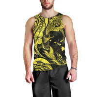 Hawaiian Manta Rays Men Tank Top Tribal Hibiscus Polynesian Tattoos Yellow Color - Polynesian Pride