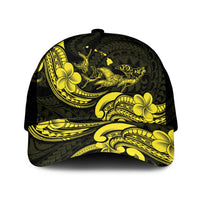 Hawaiian Manta Rays Mesh Trucker Cap Tribal Hibiscus Polynesian Tattoos Yellow Color - Polynesian Pride
