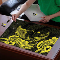 Hawaiian Manta Rays Puzzle Tribal Hibiscus Polynesian Tattoos Yellow Color - Polynesian Pride