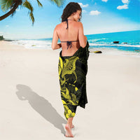 Hawaiian Manta Rays Sarong Tribal Hibiscus Polynesian Tattoos Yellow Color - Polynesian Pride