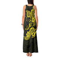 Hawaiian Manta Rays Tank Maxi Dress Tribal Hibiscus Polynesian Tattoos Yellow Color - Polynesian Pride