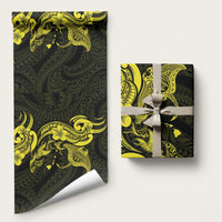 Hawaiian Manta Rays Wrapping Paper Tribal Hibiscus Polynesian Tattoos Yellow Color LT03 58" × 23" Yellow - Polynesian Pride