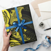 Hawaiian Manta Rays Wrapping Paper Tribal Hibiscus Polynesian Tattoos Yellow Color LT03 - Polynesian Pride
