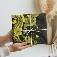 Hawaiian Manta Rays Wrapping Paper Tribal Hibiscus Polynesian Tattoos Yellow Color LT03 - Polynesian Pride