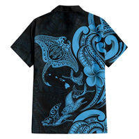 Hawaiian Manta Rays Family Matching Mermaid Dress and Hawaiian Shirt Tribal Hibiscus Polynesian Tattoos Blue Color LT03 - Polynesian Pride